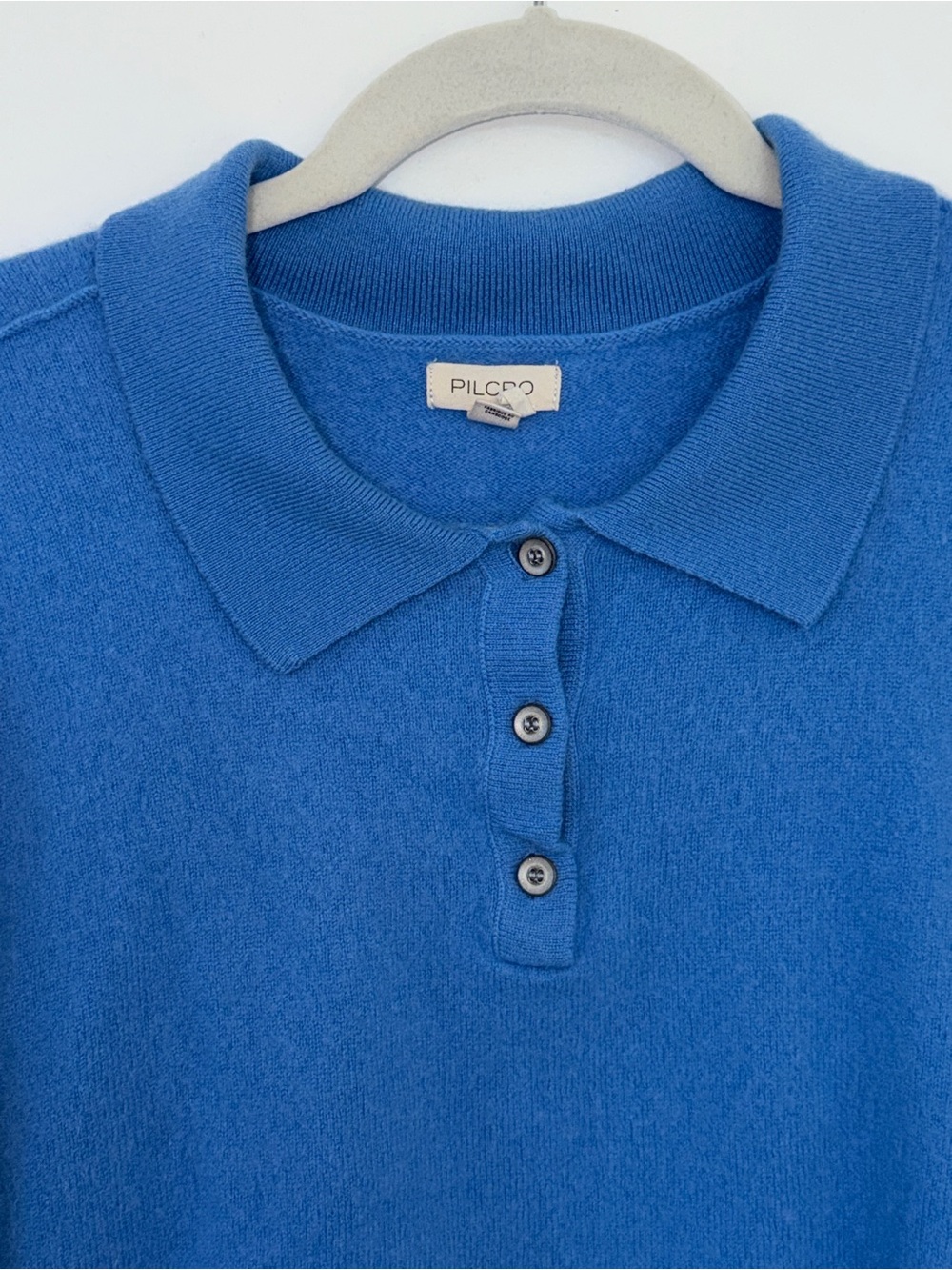 Anthropologie Pilcro 100% Cashmere Blue Polo Sweater XL - Picture 3 of 6